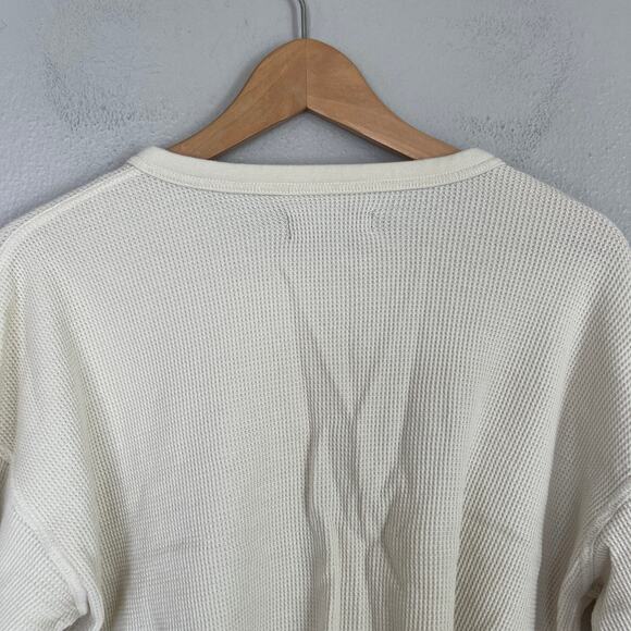 Everlane The Organic Cotton Waffle Knit Cardigan Women's Size XL Cream Cropped - Picture 6 of 9